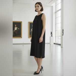 Talbots women’s 100 % silk black formal dress size 12 sleeveless Midi length